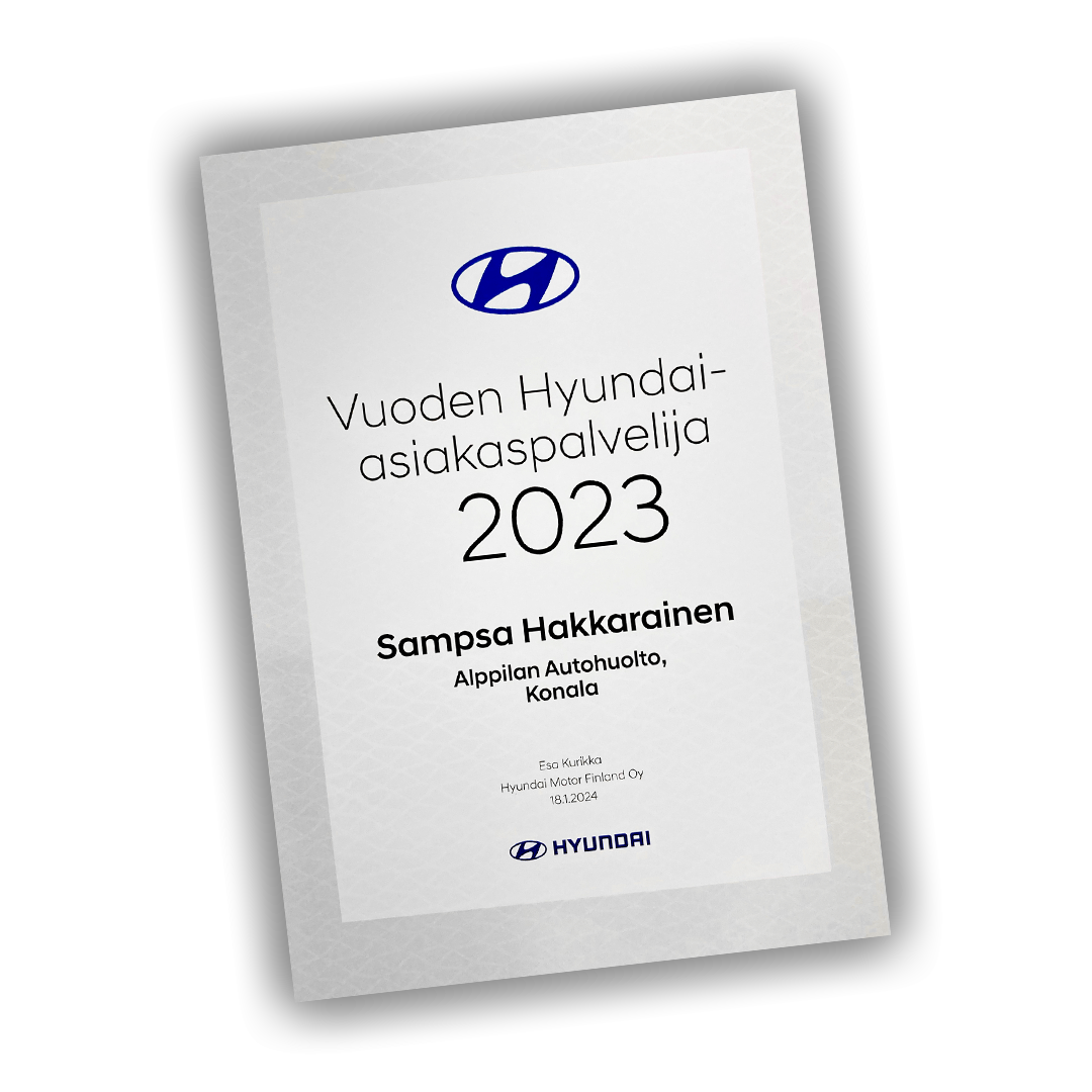Vuoden Hyundai asiakaspalvelija 2023